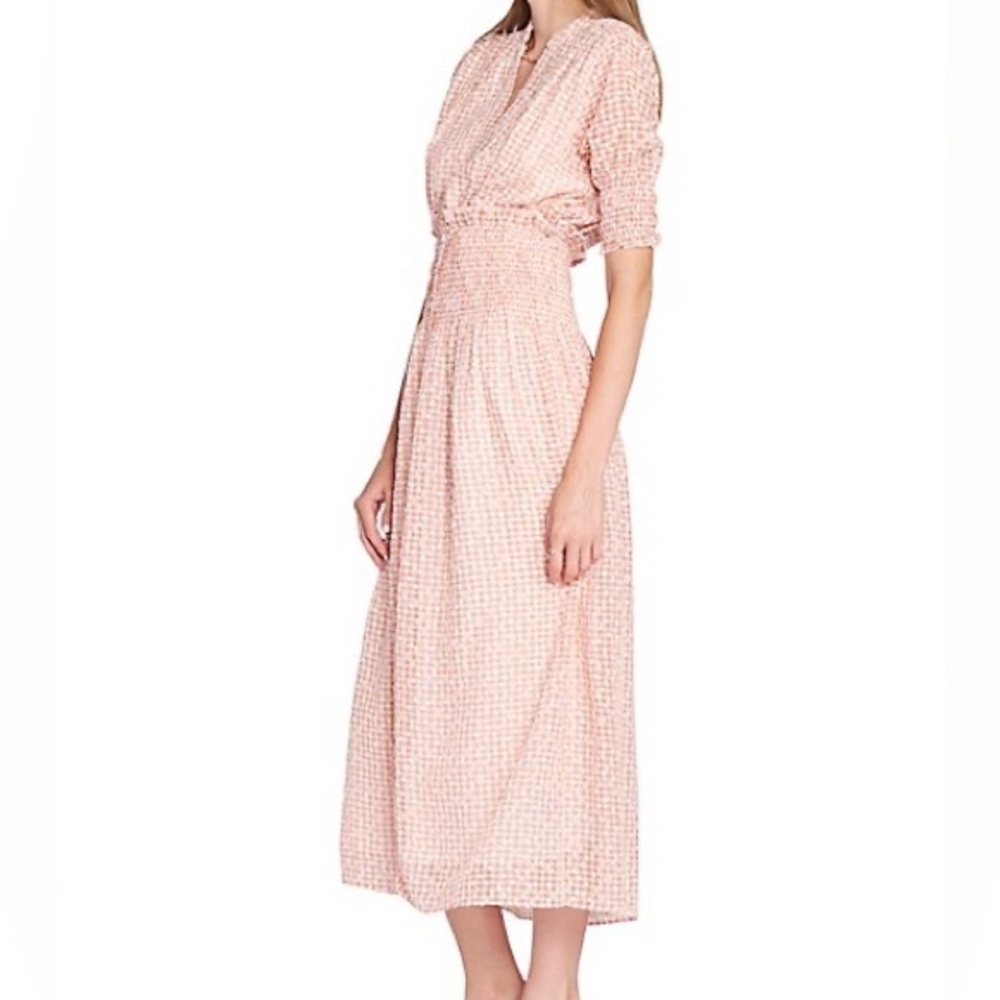 💫BNWT🌟 En Saison gorgeous coral/white gingham midi dress women’s size large